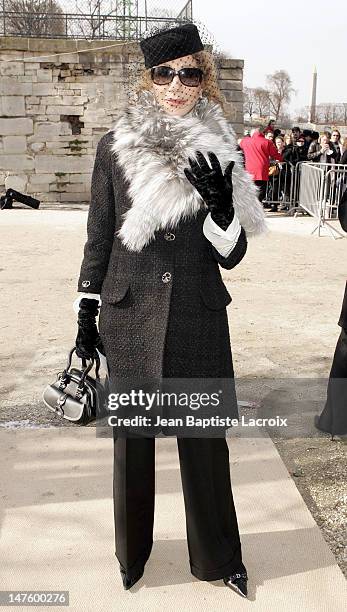 Marisa Berenson during Paris Fashion Week - Ready to Wear - Fall/Winter 2005 - Dior - Front Row and Arrivals in Paris, France.