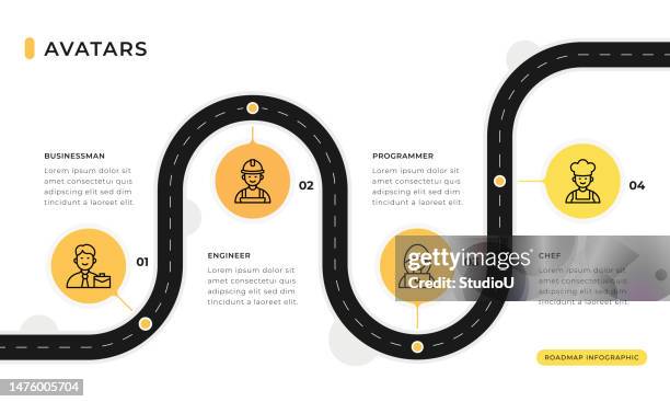 avatars infographic template - student driver stock illustrations