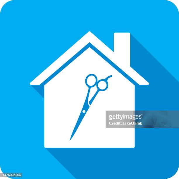 house scissors icon silhouette 3 - beautiful hair at home stock illustrations