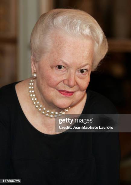 Olivia de Havilland during Jack Valenti receives the Legion of Honor at Ministere of Culture in Paris, France.