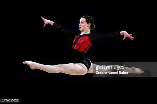 Esme Griffiths of Robin Hood competes on the floor during the Women's Artistic Junior competition during Day Two of the 2023 Artistic Gymnastics...