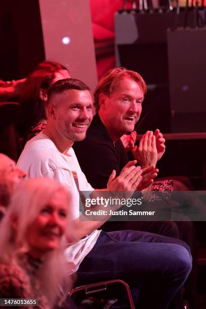 Lukas Podolski is seen in the audience during the fifth "Let's Dance" show at MMC Studios on March 24, 2023 in Cologne, Germany.