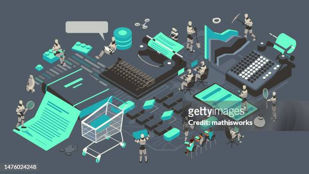 artificial intelligence illustration - virtual author stock illustrations