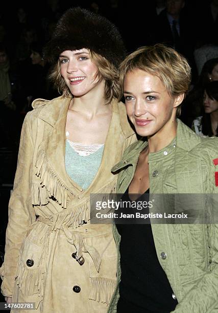 Alice Taglioni and Helene de Fougerolles during Paris Fashion Week - Ready to Wear - Fall/Winter 2005 - Dior - Front Row and Arrivals in Paris,...