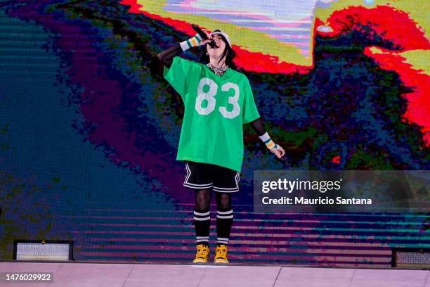 Billie Eilish performs live on stage during day one of Lollapalooza Brazil at Autodromo de Interlagos on March 24, 2023 in Sao Paulo, Brazil.