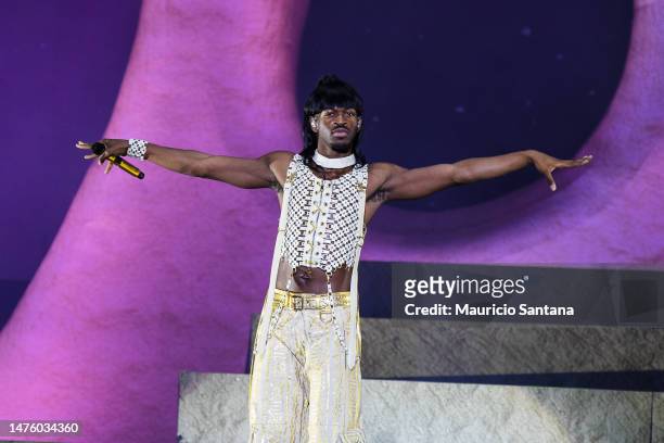 Lil Nas X performs live on stage during day one of Lollapalooza Brazil at Autodromo de Interlagos on March 24, 2023 in Sao Paulo, Brazil.
