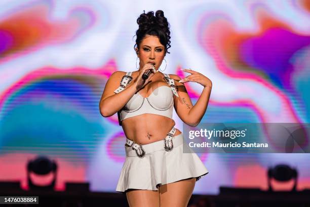 Kali Uchis performs live on stage during day one of Lollapalooza Brazil at Autodromo de Interlagos on March 24, 2023 in Sao Paulo, Brazil.