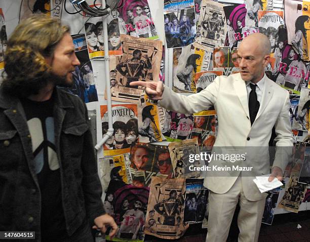 Eddie Vedder, presenter, and Michael Stipe of R.E.M., inductee *EXCLUSIVE*