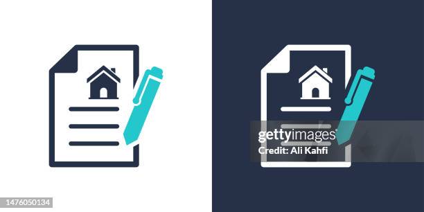 real estate contract icon. solid icon vector illustration. for website design, logo, app, template, ui, etc. - lease agreement stock illustrations