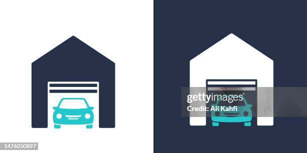 car garage icon. solid icon vector illustration. for website design, logo, app, template, ui, etc. - roof logo stock illustrations