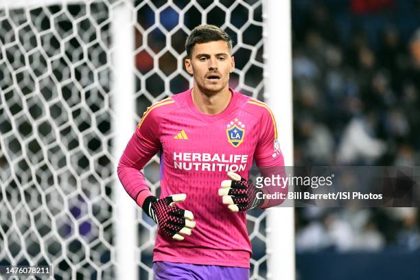 Jonathan Bond of LA Galaxy during a game between Los Angeles Galaxy and Sporting Kansas City at Children's Mercy Park on March 11, 2023 in Kansas...