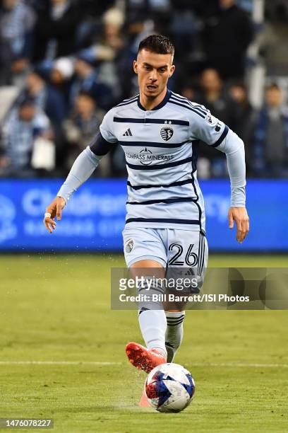 Erik Thommy of Sporting Kansas City with the ball during a game between Los Angeles Galaxy and Sporting Kansas City at Children's Mercy Park on March...