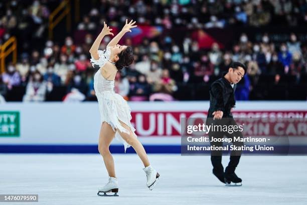 Kana Muramoto and Daisuke Takahashi of Japan compete in the Ice Dance Free Dance during the ISU World Figure Skating Championships at Saitama Super...