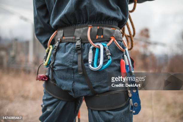 close-up of equipment a pipeline worker uses to climb the repeater for repairs - repeater stock pictures, royalty-free photos & images