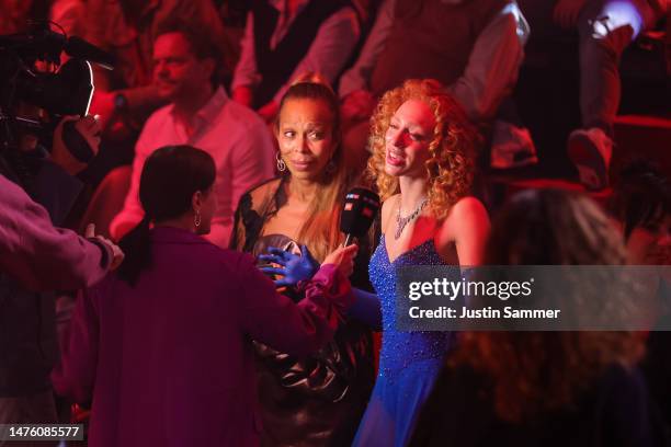 Anna Ermakova and Angela Ermakova attend the fifth "Let's Dance" show at MMC Studios on March 24, 2023 in Cologne, Germany.