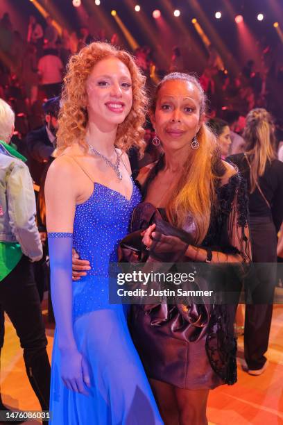 Anna Ermakova and Angela Ermakova attend the fifth "Let's Dance" show at MMC Studios on March 24, 2023 in Cologne, Germany.