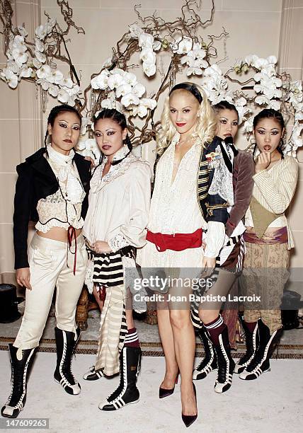 Gwen Stefani and the Harajuku girls during Paris Fashion Week Ready to Wear - Fall/Winter 2005 - Harpers Bazaar Party - Inside Arrivals at Plaza...