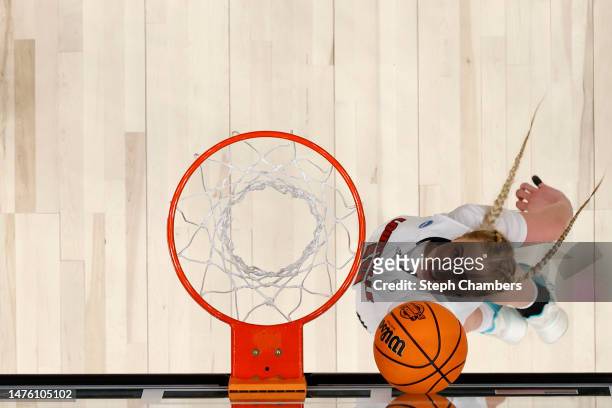 Hailey Van Lith of the Louisville Cardinals shoots during the second half against the Ole Miss Rebels in the Sweet 16 round of the NCAA Women's...
