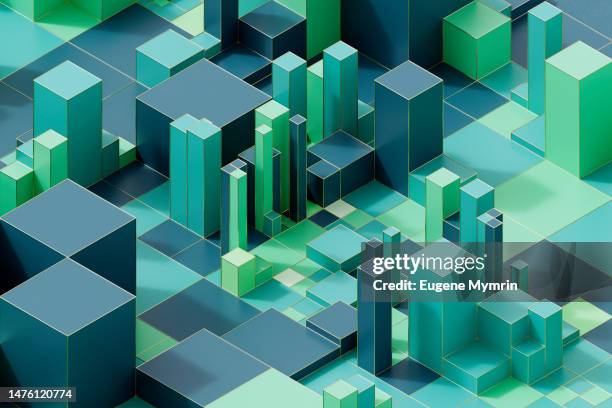 abstract cube connection. data cubes. - blockchain isometric stock pictures, royalty-free photos & images