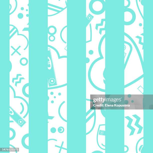 coming soon concept in flat style. seamless creative colored background with icons with positive pregnancy test in hearts on abstract colored striped background. - making heart shape stock illustrations