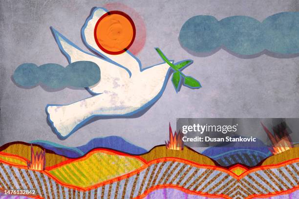 international day of peace - dove artwork stock illustrations
