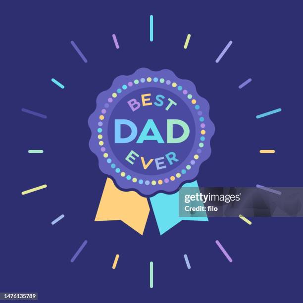 stockillustraties, clipart, cartoons en iconen met best dad ever first place award ribbon first place badge - fathersday