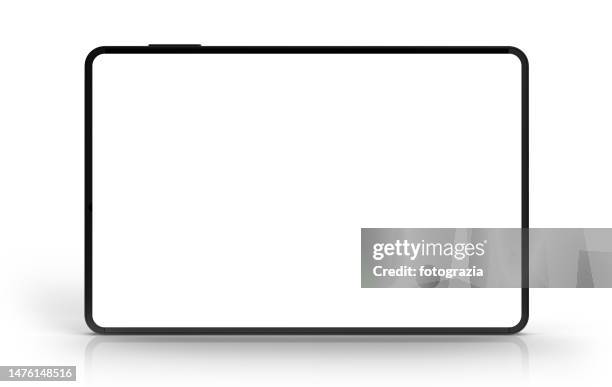 front view of digital tablet with clipping path for the screen - horizontaal stockfoto's en -beelden