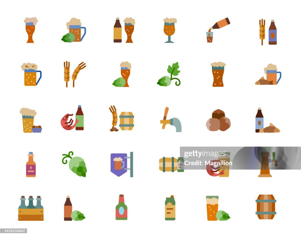 Beer Flat Icons Set