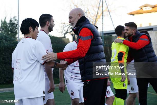 Head Coach of AC Milan Stefano Pioli in action during the event special training of the AC Milan special team participating in the Paralympic...