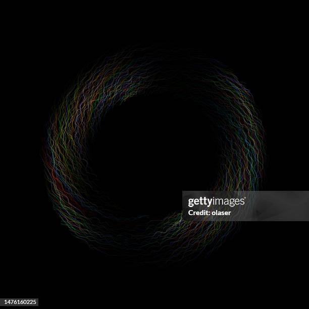 multicolored vortex of thin irregular lines in donut shape - irregular circle pattern stock illustrations