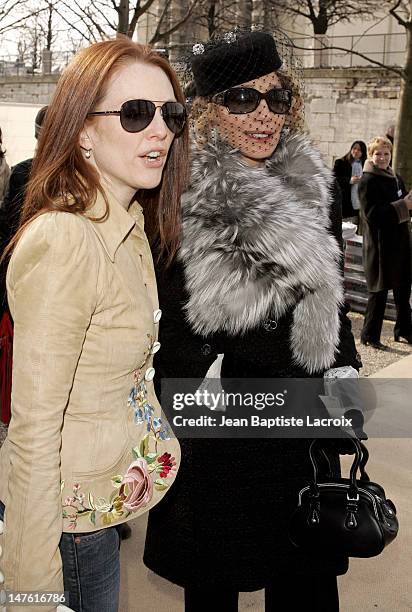 Julianne Moore and Marisa Berenson during Paris Fashion Week - Ready to Wear - Fall/Winter 2005 - Dior - Front Row and Arrivals in Paris, France.