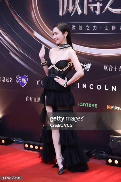 Actress Jessica Jung arrives at the red carpet for 2022 Weibo Awards Ceremony at Mercedes-Benz Arena on March 25, 2023 in Shanghai, China.