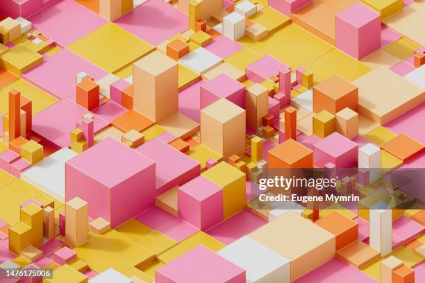abstract cube connection. data cubes. - blockchain isometric stock pictures, royalty-free photos & images