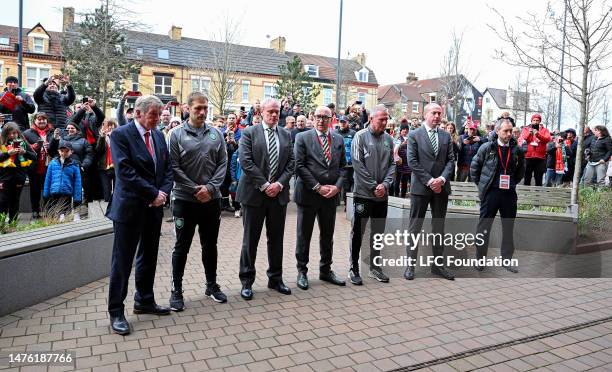 Celtic VIP's and Sir Kenny Dalglish lay a wreath to show respect for the 97 fans who lost their lives at the Hillsborough disaster before the...