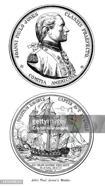 portrait of john paul jones, scottish-american naval captain who was the united states' first well-known naval commander in the american revolutionary war - change award stock pictures, royalty-free photos & images