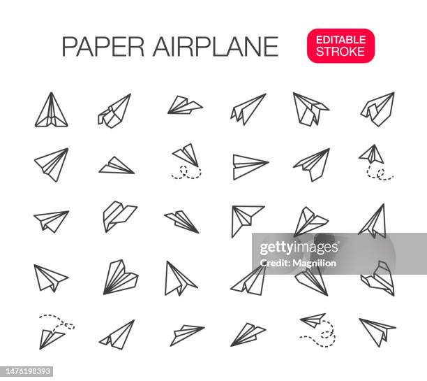 paper airplane line icons set editable stroke - paper airplane stock illustrations