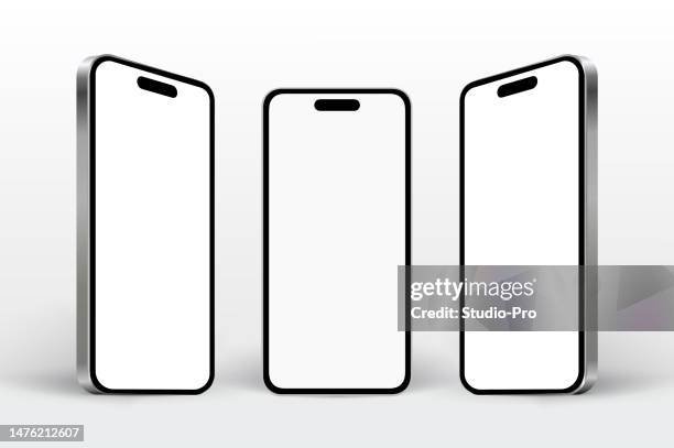 white screen phone template perspective view similar to iphone mockup - iphone mockup 幅插畫檔、美工圖案、卡通及圖標