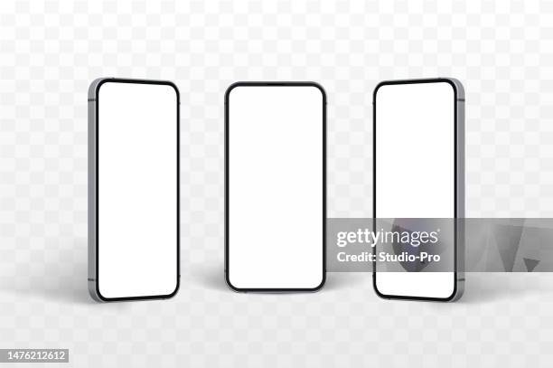 realistic phone template isometric similar to iphone mockup - computer screen mockup stock illustrations