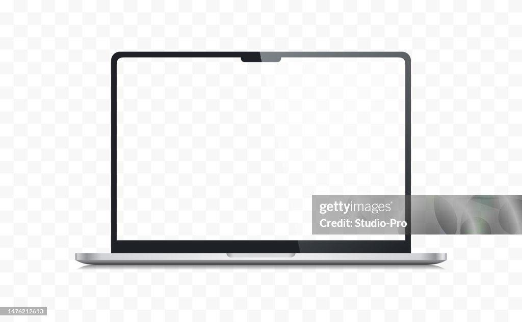 Mockup realistico per notebook portatile con modello vettoriale di schermo trasparente simile al macbook
