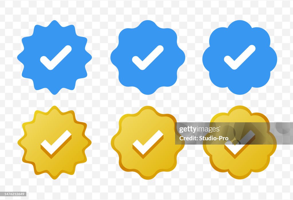 blue tick, verified account icon vector Stock Vector