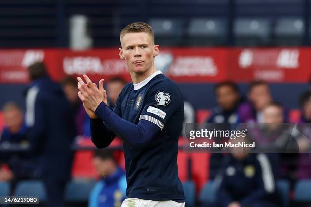 Scott McTominay of Scotland celebrates after scoring the team's second goal during the UEFA EURO 2024 Qualifying Round Group A match between Scotland...