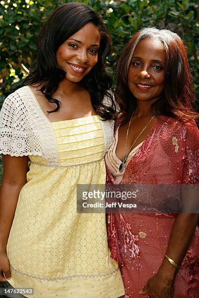Sanaa Lathan and Eleanor McCoy attend Jurlique's Biodynamic BBQ hosted by Brett Ratner at Hilhaven Lodge on July 26, 2008 in Los Angeles, California.