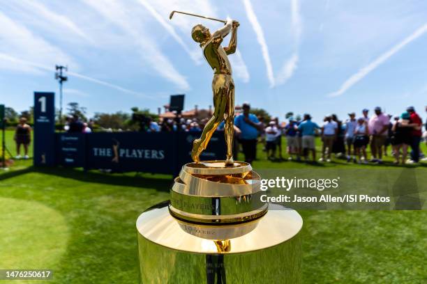 The Waterford Crystal Trophy on display at the first tee during the final round of THE PLAYERS Championship on THE PLAYERS Stadium Course at TPC...