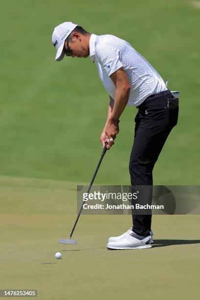Michael Kim of the United States putts on the first green during the third round of the Corales Puntacana Championship at Puntacana Resort & Club,...
