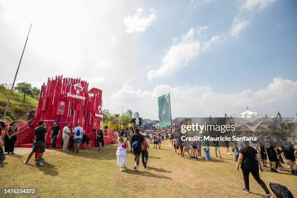 General view of the atmosphere during day two of Lollapalooza Brazil at Autodromo de Interlagos on March 25, 2023 in Sao Paulo, Brazil.