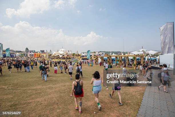 General view of the atmosphere during day two of Lollapalooza Brazil at Autodromo de Interlagos on March 25, 2023 in Sao Paulo, Brazil.