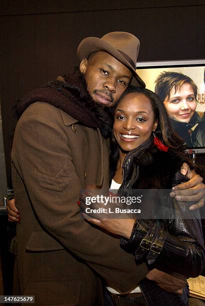 Wood Harris and N'Bushe Wright during 2004 Park City - HP Portrait Studio Hosted by Wireimage at Hp Portrait Studio in Park City, Utah, United States.