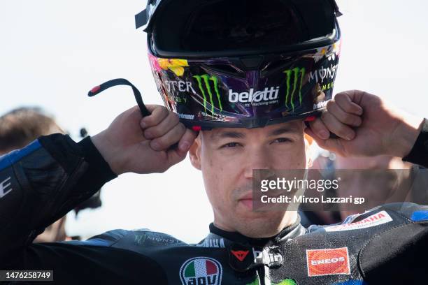 Franco Morbidelli of Italy and Monster Energy Yamaha MotoGP Team prepares to start on the grid during the MotoGP Of Portugal - Sprint at Autodromo do...