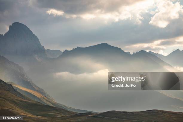 sunset at mountains - caucasus stock pictures, royalty-free photos & images