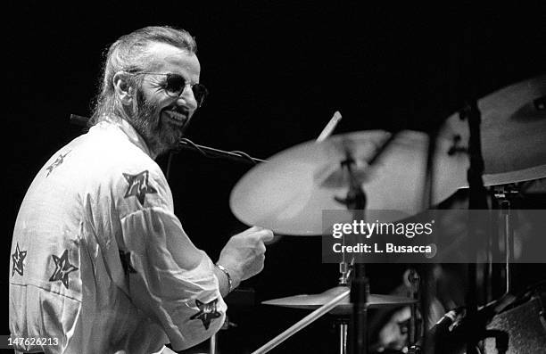 English musician Ringo Starr performs in concert, Los Angeles, California, circa 1989.